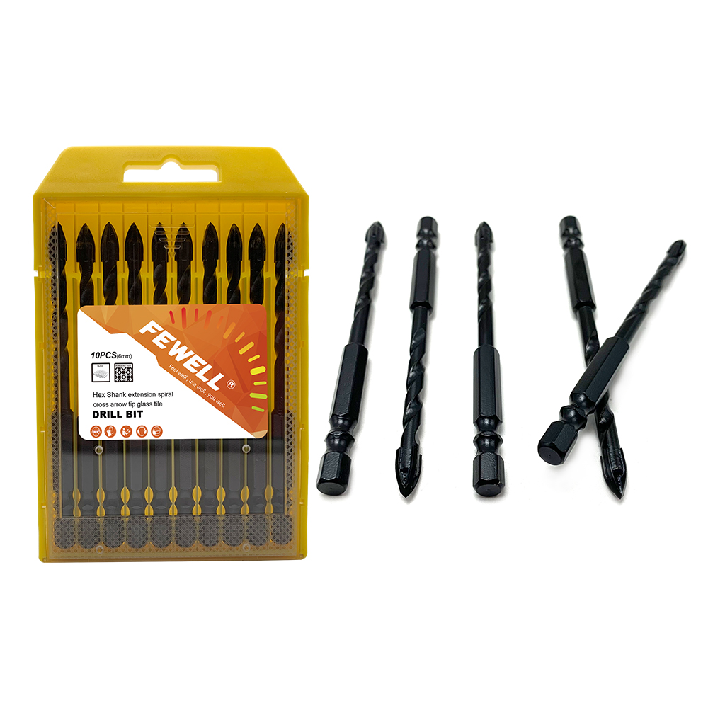 6mm Extension spiral hex shank single tip twist glass porcelain tile